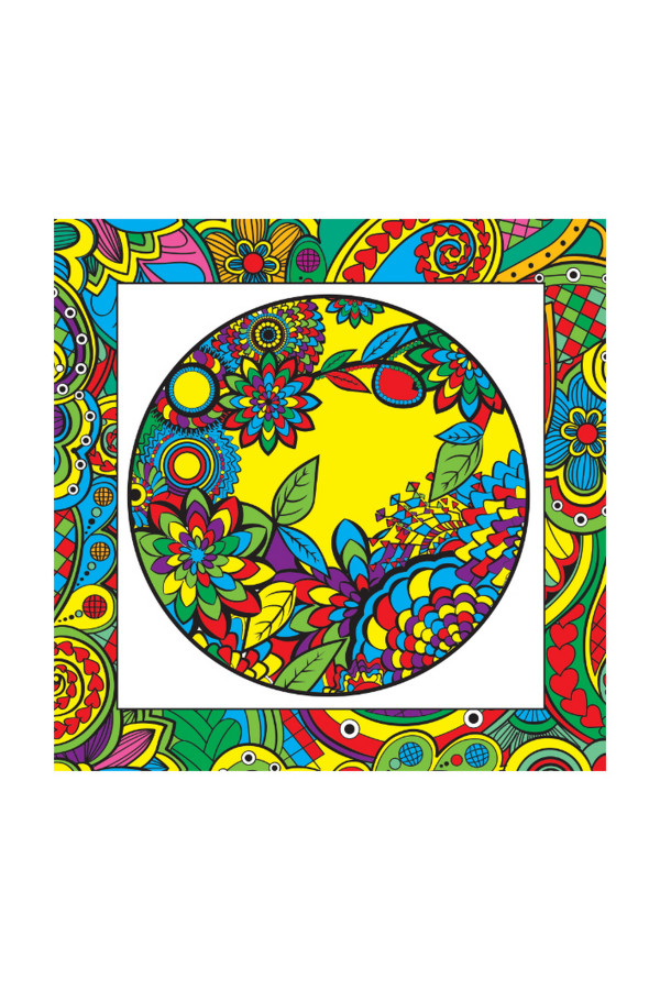 kumtoys çiçek desenli tuval mandala, mnd-07, i̇ş eğitimi malzemeleri