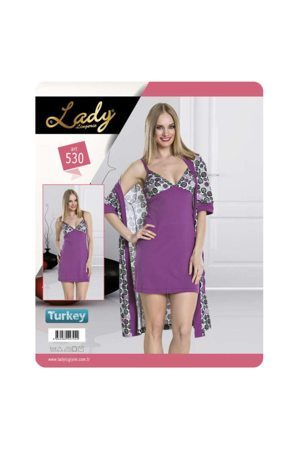 lady 529 2li gecelik sabahlık set takım  m-l standart beden, lady-530, lady pijama takımı, Lady