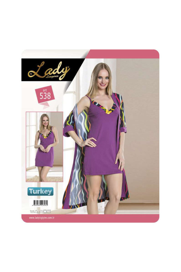 lady 537 2li gecelik sabahlık set takım  m-l standart beden, lady-538, lady pijama takımı, Lady