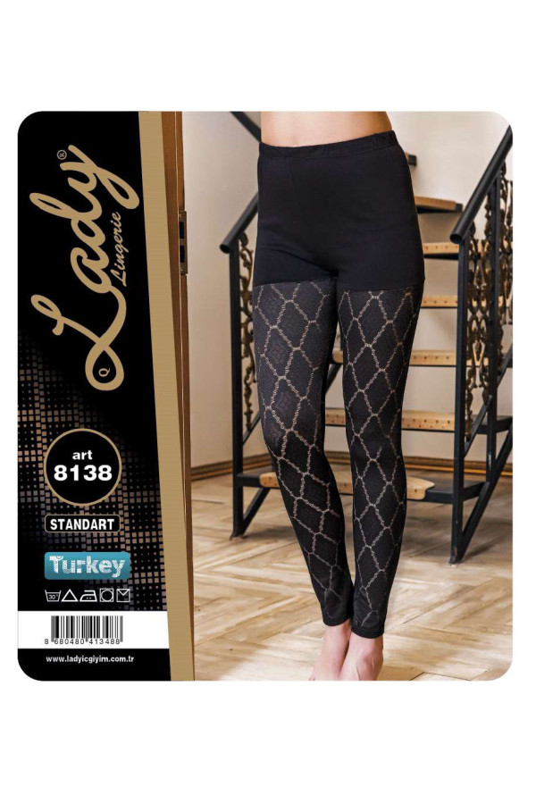lady 8138 standart beden siyah renk tayt, lady-8138, lady pijama takımı, Lady