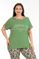 yeşil renk ve çiçek desenli lady 10678 büyük beden kapri pijama takımı, lady10678-2xl, lady pijama takımı, LADY10678-2XL