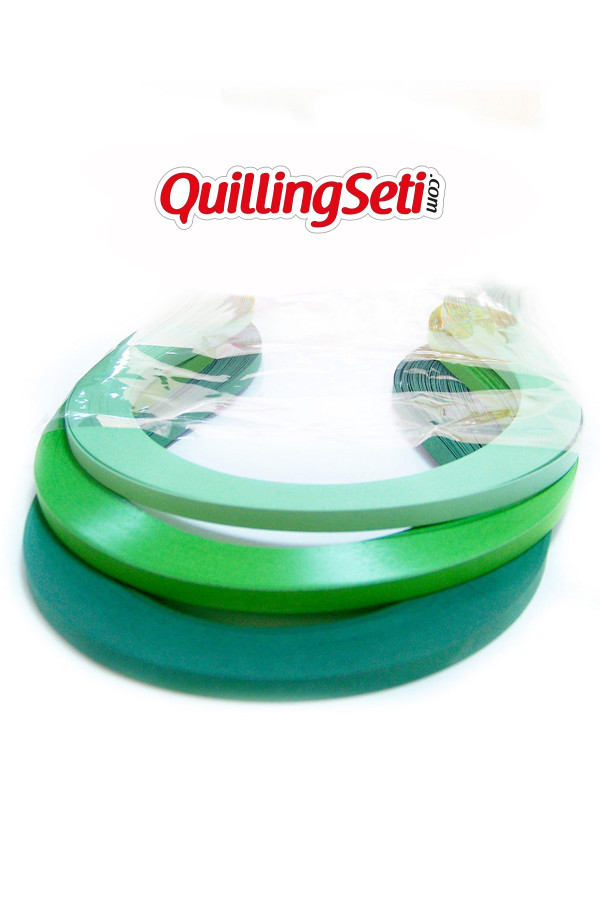 Doğa Serisi 3 Farklı Ton Yeşil Renkli 300 Adetli Quilling Kağıdı