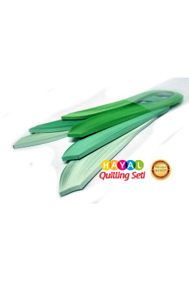 Açık Yeşil Serisi 3 Farklı Ton Yeşil Renkli 300 Adetli Quilling Kağıdı