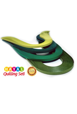 Dörtlü Yeşil Serisi 4 Farklı Ton Yeşil Renkli 400 Adetli Quilling Kağıdı