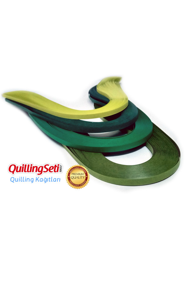 dörtlü yeşil serisi 4 farklı ton yeşil renkli 400 adetli quilling kağıdı, 4lu-yesil-seri-5mm, temalı quilling kağıtları, Quilling Seti