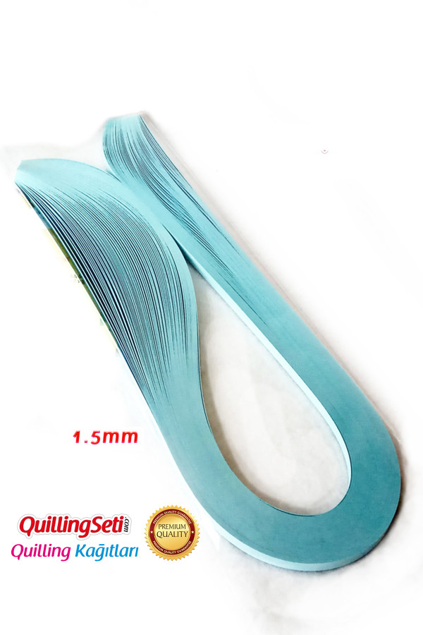 1.5mm açık mavi  renkli quilling kağıdı - 100lü, hn030-1.5m, 1.5 mm quilling kağıtları 100 adetli, Quilling Seti