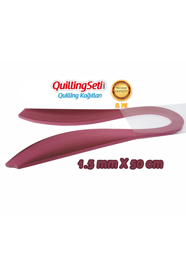 1.5 mm gül kurusu renk quilling kağıdı - 100lü, qks-6330-1.5m, 1.5 mm quilling kağıtları 100 adetli, Quilling Seti