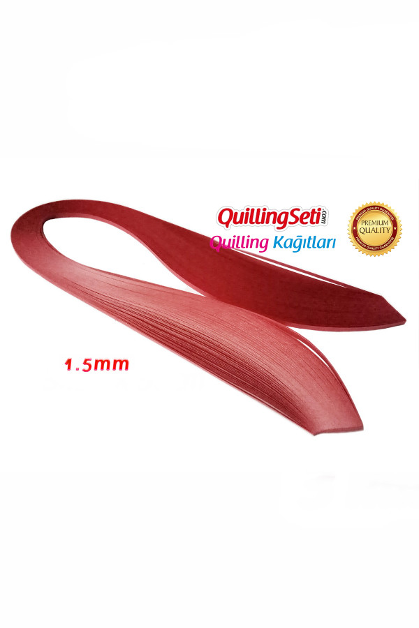 1.5mm Koyu Kırmızı Renkli Quilling Kağıdı - 100'lü