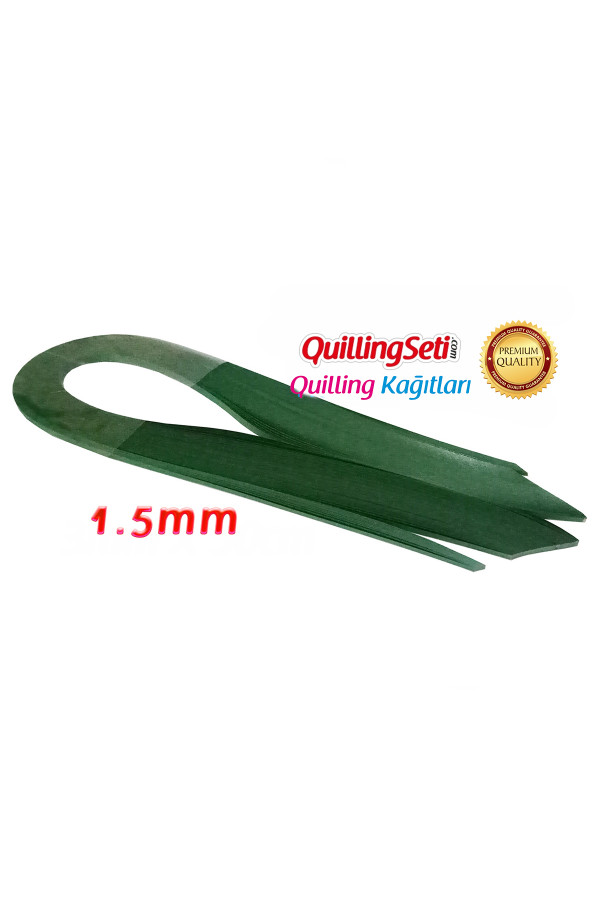1.5 mm koyu yeşil renk quilling kağıdı - 100lü, qks-6313-1.5m, 1.5 mm quilling kağıtları 100 adetli