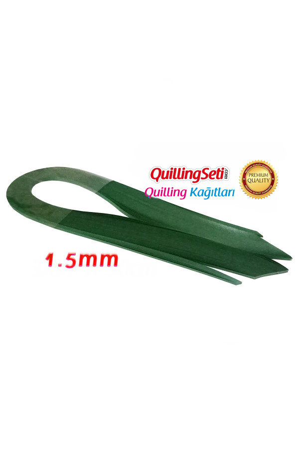 1.5 mm koyu yeşil renk quilling kağıdı - 100lü, qks-6313-1.5m, 1.5 mm quilling kağıtları 100 adetli, Quilling Seti