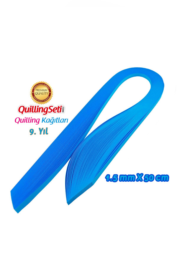 quilling kağıdı mavi renk - 5mm 100lü, hn-031-5m, 5 mm 100 adetli tek renk quilling kağıtları, Quilling Seti