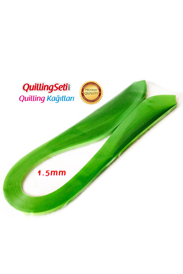 1.5 mm yeşil renk quilling kağıdı tek renk - 100lü, hn037-1.5m, 1.5 mm quilling kağıtları 100 adetli