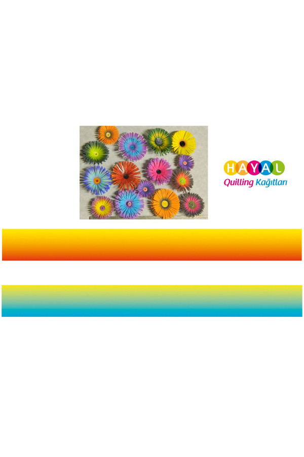 mavi - sarı / kırmızı - sarı renk geçişli quilling kağıdı, qrk-2007, renk geçişli quilling kağıtları, Quilling Seti