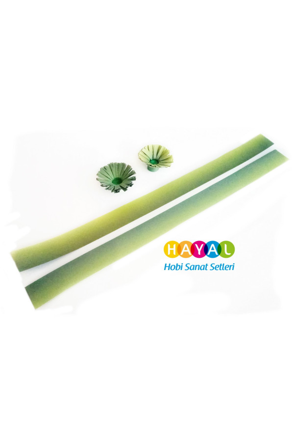 Fıstık Yeşili-Yeşil / Fıstık Yeşili-Koyu Yeşil  Renk Geçişli Quilling Kağıdı
