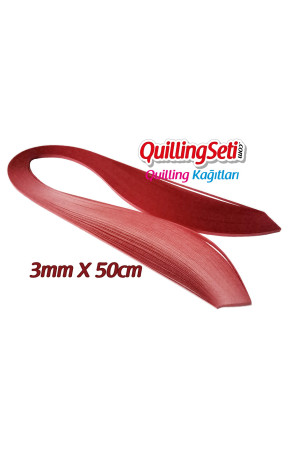 3mm Koyu Kırmızı Renk Quilling Kağıdı - 100'lü