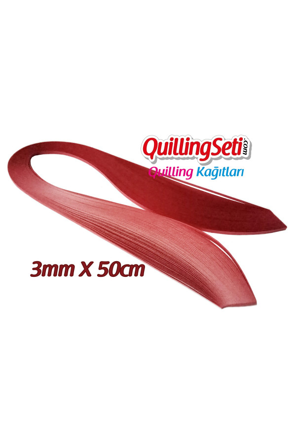3mm koyu kırmızı renk quilling kağıdı - 100lü, qks-6303-3m, 3mm quilling kağıtları 100 adetli, Quilling Seti