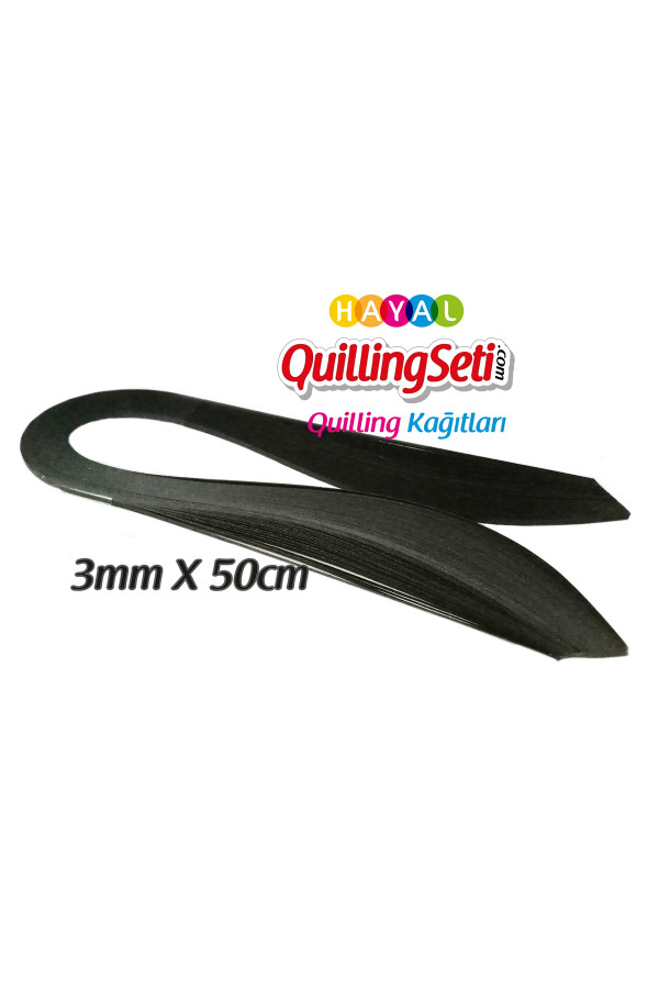 3mm siyah renk quilling kağıdı - 100lü, qks-6304-3m, 3mm quilling kağıtları 100 adetli, Quilling Seti