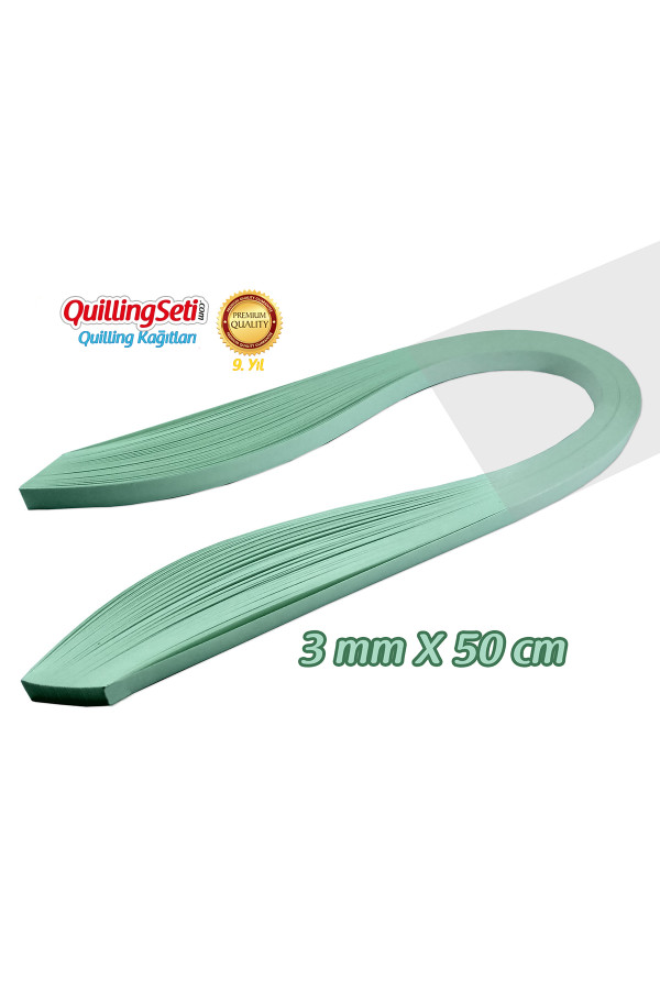 3mm buz yeşili renk quilling kağıdı - 100lü, qks-6329-3m, 3mm quilling kağıtları 100 adetli