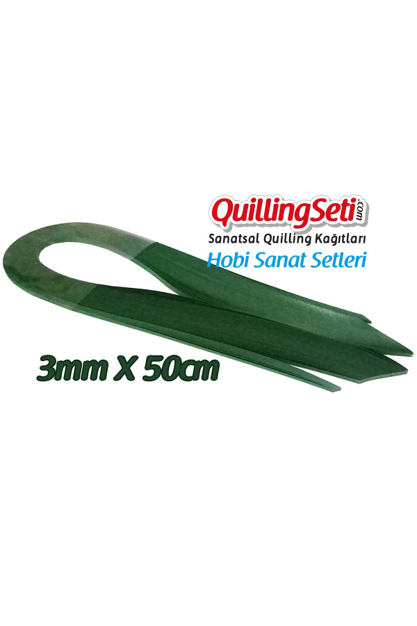 3mm koyu yeşil renk quilling kağıdı - 100lü, qks-6313-3m, 3mm quilling kağıtları 100 adetli