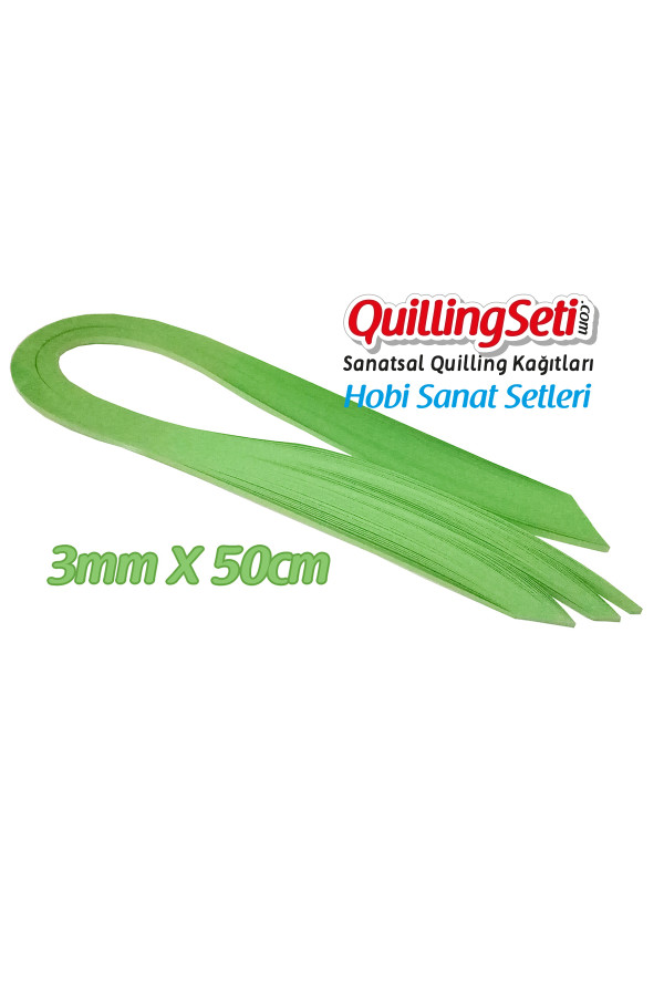 3mm yeşil renk quilling kağıdı tek renk - 100lü, qks-6308-3m, 3mm quilling kağıtları 100 adetli, Quilling Seti