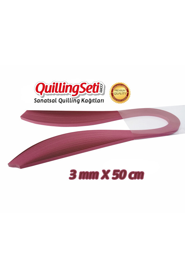 3mm gül kurusu renk quilling kağıdı - 100lü, qks-6330-3m, 3mm quilling kağıtları 100 adetli