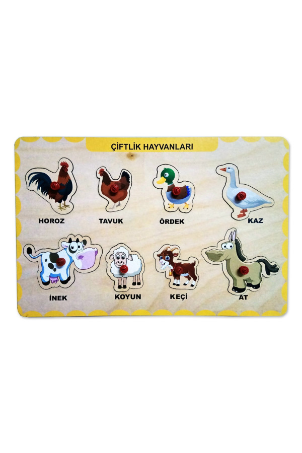 çiftlik hayvanları bultak yerleştirmeli ahşap oyuncak, bto-0004, yap boz puzzle çeşitleri