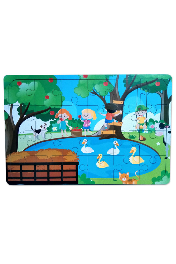 Parktaki Çocuklar  ve Piknik 24 Parça Ahşap Puzzle
