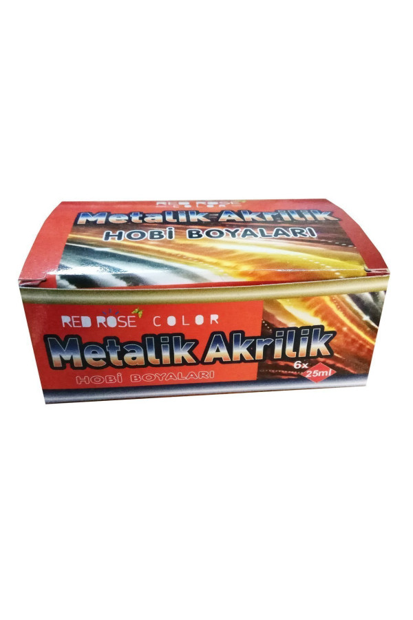 metalik akrilik boya 6 renk, rrb-0007, hobi boyaları