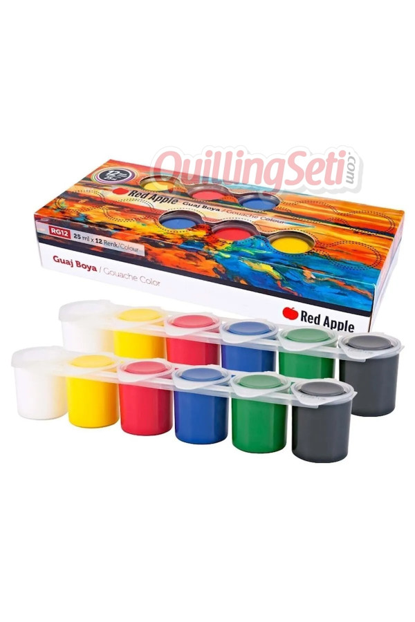 red apple guaj boyası 12 renk 25ml, 8698954033100, hobi boyaları, Quilling Seti