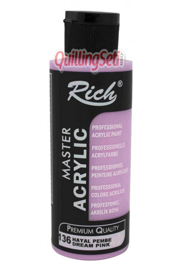 rich master akrilik boya 120 cc 136 hayal pembe renk akrilik hobi boyası, 8691301360003, rich master akrilik boya 120 ml, Rich