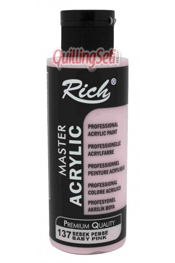 rich master akrilik boya 120 cc 137 bebek pembe renk akrilik hobi boyası, akr-120-137, rich master akrilik boya 120 ml, Rich