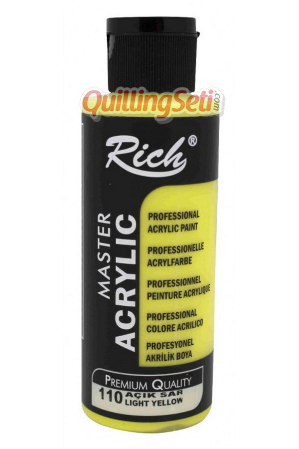 rich master akrilik boya 120 cc 110 açık sarı renk akrilik hobi boyası, 8682374021977, rich master akrilik boya 120 ml, Rich