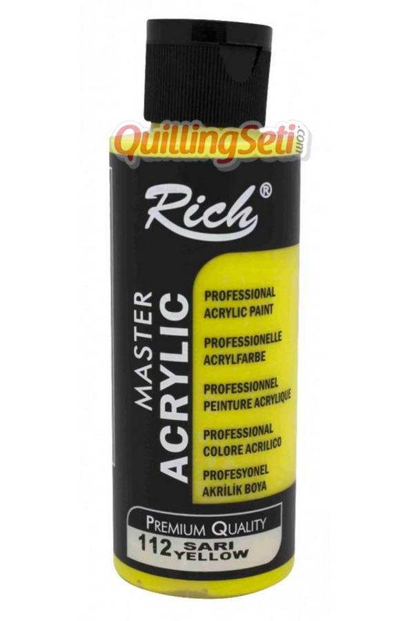 rich master akrilik boya 120 cc 112 sarı renk akrilik hobi boyası, 8682374019646, rich master akrilik boya 120 ml, Rich