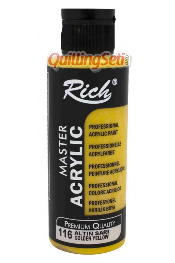 rich master akrilik boya 120 cc 116 altın sarı renk akrilik hobi boyası, 8682374022028, rich master akrilik boya 120 ml, Rich