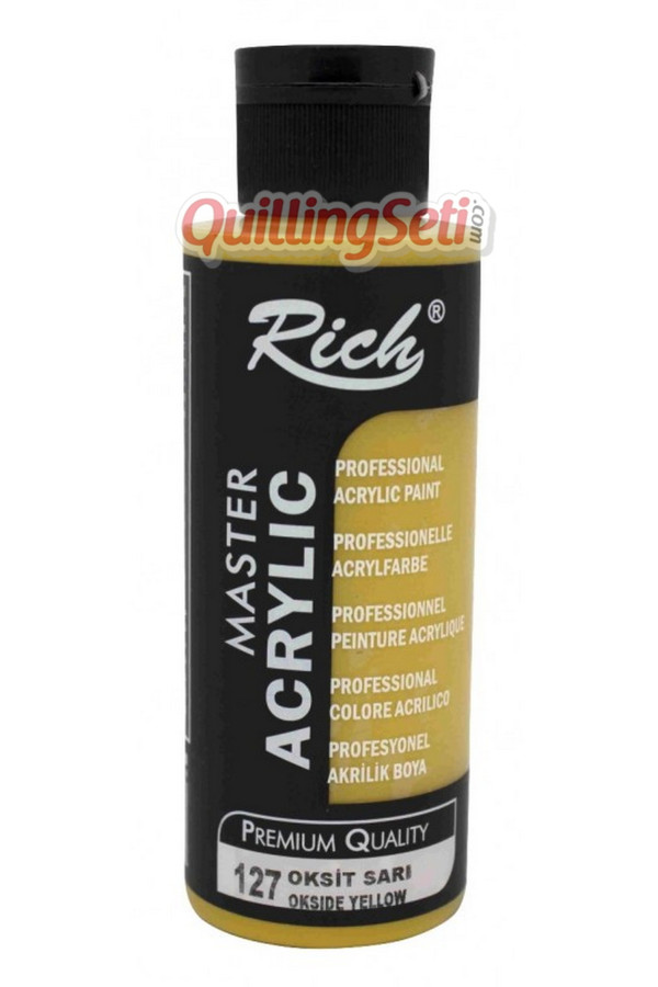 rich master akrilik boya 120 cc 127 oksit sarı renk akrilik hobi boyası, 8682374015143, rich master akrilik boya 120 ml, Rich