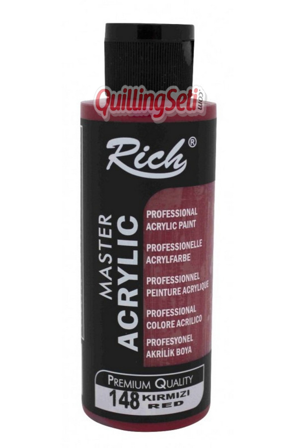 rich master akrilik boya 120 cc 148 kırmızı renk akrilik hobi boyası, 8682374022226, rich master akrilik boya 120 ml, Rich