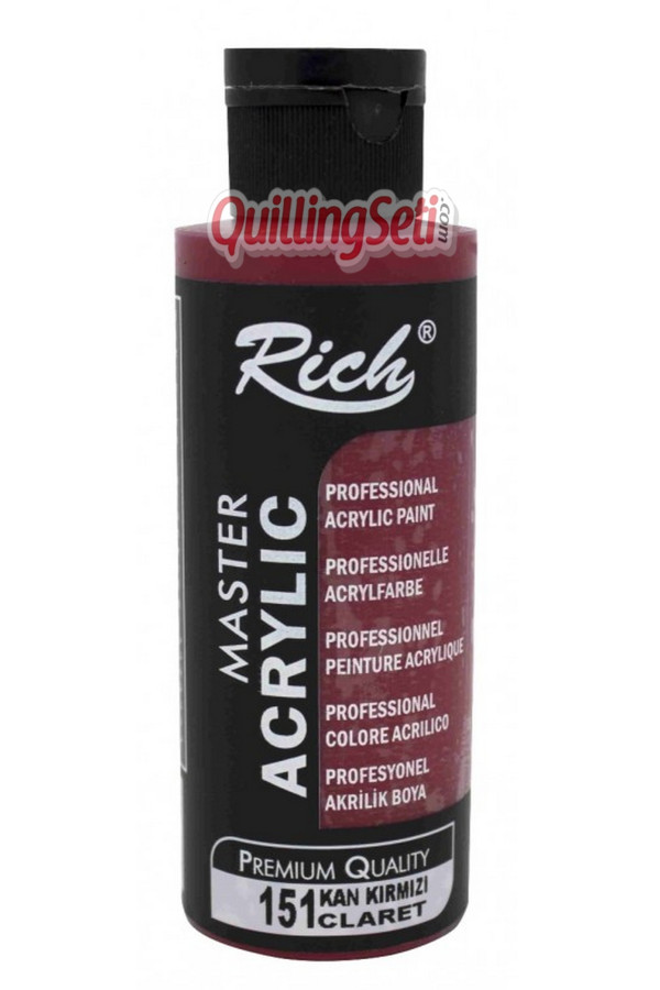 rich master akrilik boya 120 cc 151 kan kırmızı renk akrilik hobi boyası, 8682374020222, rich master akrilik boya 120 ml, Rich