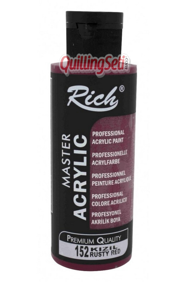 rich master akrilik boya 120 cc 152 kızıl renk akrilik hobi boyası, 8682374022240, rich master akrilik boya 120 ml, Rich