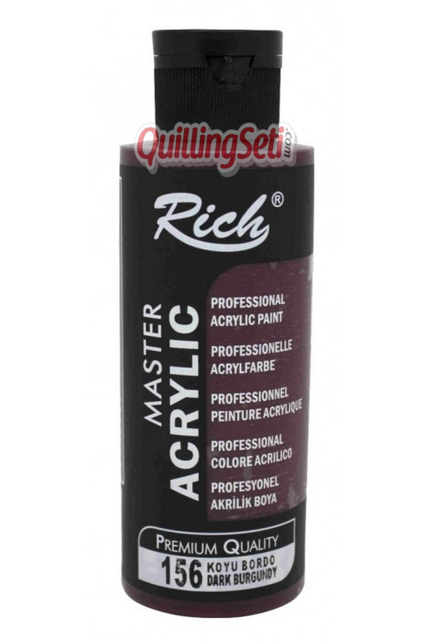 rich master akrilik boya 120 cc 156 koyu bordo renk akrilik hobi boyası, 8682374022257, rich master akrilik boya 120 ml, Rich
