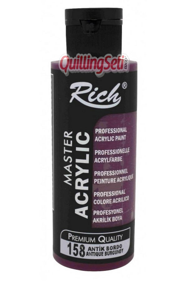 rich master akrilik boya 120 cc 158 antik bordo renk akrilik hobi boyası, 8682374022264, rich master akrilik boya 120 ml, Rich
