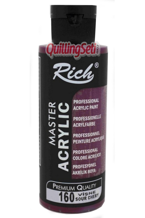 rich master akrilik boya 120 cc 160 vişne renk akrilik hobi boyası, 8682374022271, rich master akrilik boya 120 ml, Rich