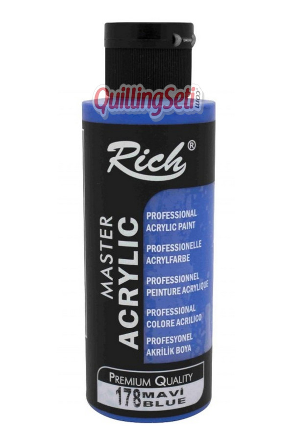 rich master akrilik boya 120 cc 178 mavi renk akrilik hobi boyası, 8691301780009, rich master akrilik boya 120 ml, Rich