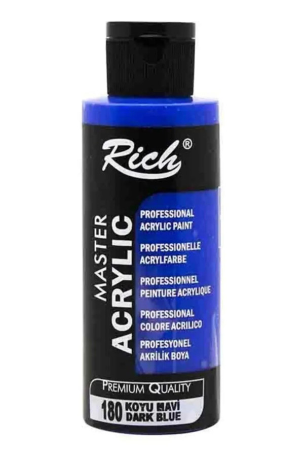 rich master akrilik boya 120 cc 180 koyu mavi renk akrilik hobi boyası, 8682374022417, rich master akrilik boya 120 ml, Rich