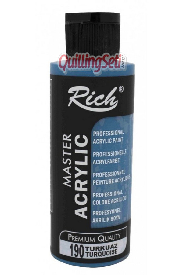 rich master akrilik boya 120 cc 190 turkuaz renk akrilik hobi boyası, 8691301900001, rich master akrilik boya 120 ml, Rich