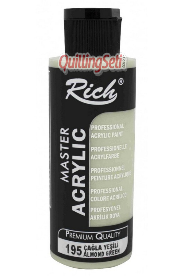 rich master akrilik boya 120 cc 195 çağla yeşili renk akrilik hobi boyası, 8691301950006, rich master akrilik boya 120 ml, Rich