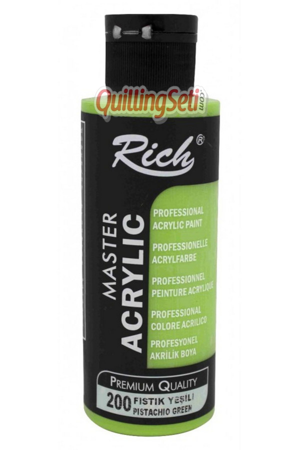 rich master akrilik boya 120 cc 200 fıstık yeşili renk akrilik hobi boyası, 8691302000007, rich master akrilik boya 120 ml, Rich