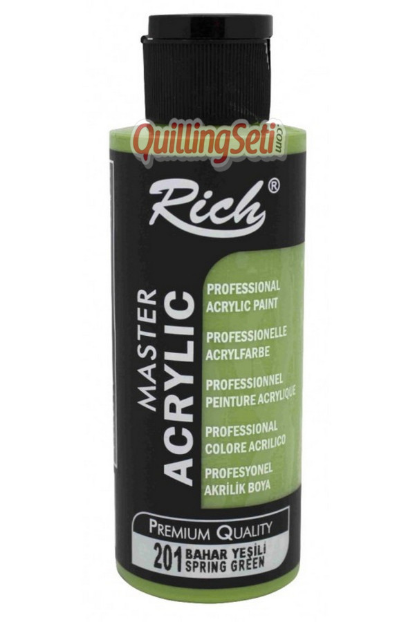 rich master akrilik boya 120 cc 201 bahar yeşili renk akrilik hobi boyası, 8682374020253, rich master akrilik boya 120 ml, Rich