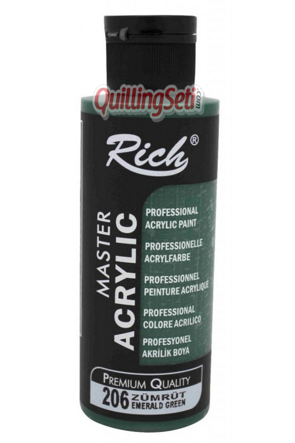 rich master akrilik boya 120 cc 206 zümrüt renk akrilik hobi boyası, 8682374022554, rich master akrilik boya 120 ml, Rich