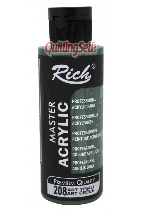 rich master akrilik boya 120 cc 208 art yeşili renk akrilik hobi boyası, 8691302080009, rich master akrilik boya 120 ml, Rich
