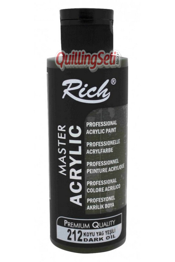 rich master akrilik boya 120 cc 212 koyu yağ yeşili renk akrilik hobi boyası, 8691302120002, rich master akrilik boya 120 ml, Rich